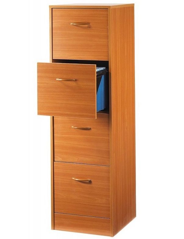 Classeur bureau 4 tiroirs OFFICE 140 cm – Meuble vertical pour dossiers suspendus - Photo n°1