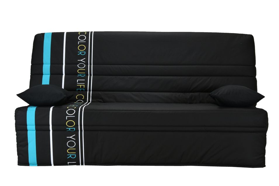Clic Clac noir design couchage 130x190 cm matelas 11 cm Vania - Photo n°1