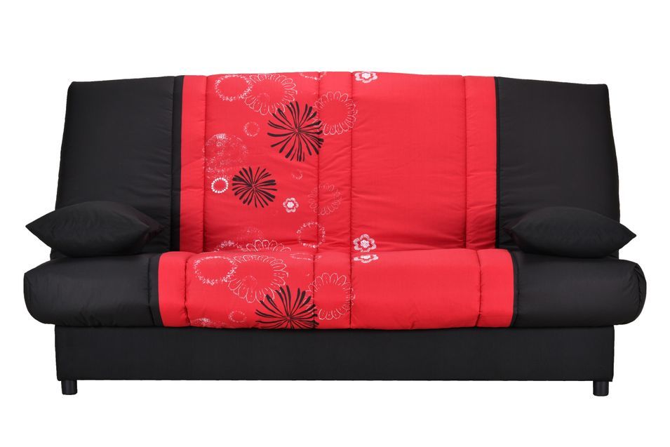 Clic Clac noir et rouge imprimé 130x190 cm matelas 11 cm - Photo n°1