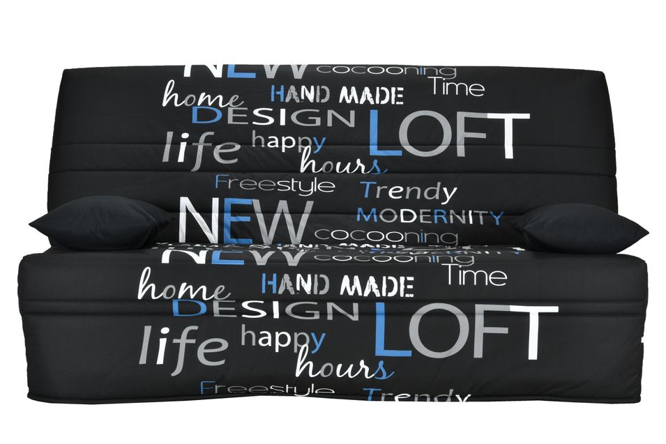 Clic Clac noir urban couchage 130x190 cm matelas 11 cm Vania - Photo n°1