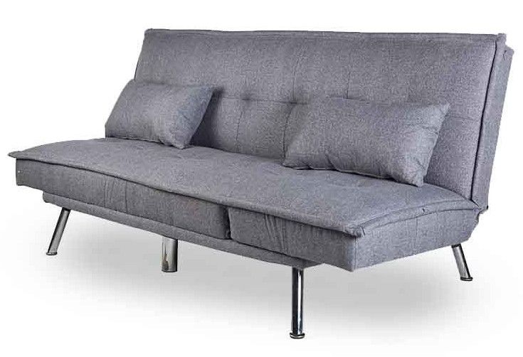Clic clac tissu gris 110x190 cm avec coussins Sunny - Photo n°1