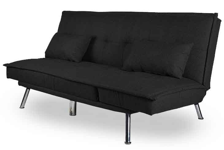 Clic clac tissu noir 110x190 cm avec coussins Sunny - Photo n°1