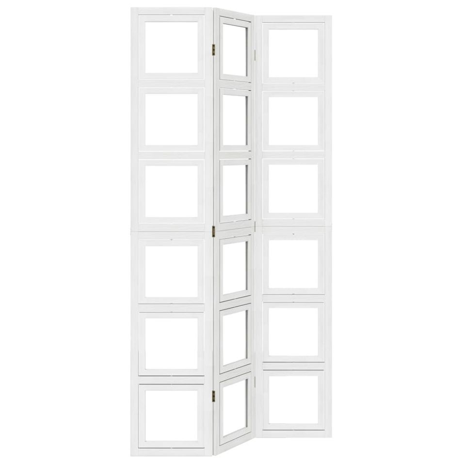 Cloison de séparation 3 panneaux blanc bois de paulownia massif - Photo n°1