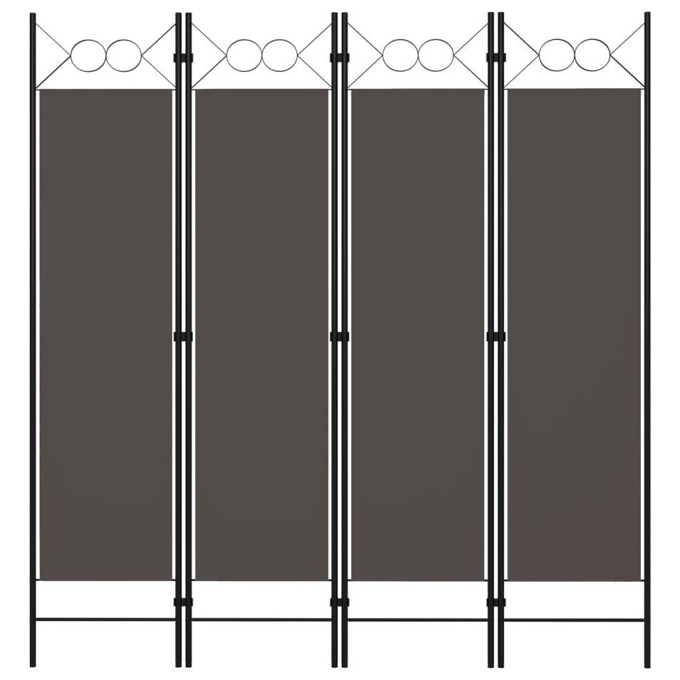 Cloison de séparation 4 panneaux Anthracite 160 x 180 cm - Photo n°1
