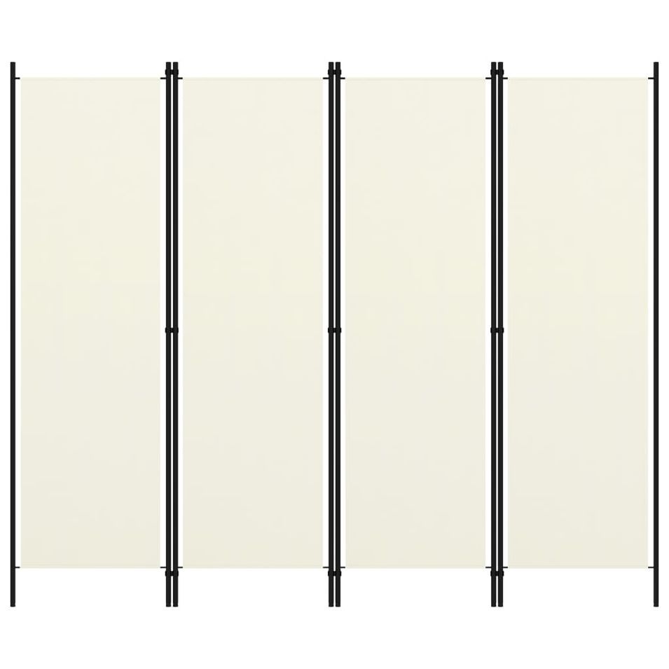 Cloison de séparation 4 panneaux Blanc crème 200x180 cm - Photo n°1