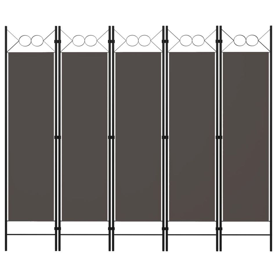 Cloison de séparation 5 panneaux Anthracite 200x180 cm - Photo n°1