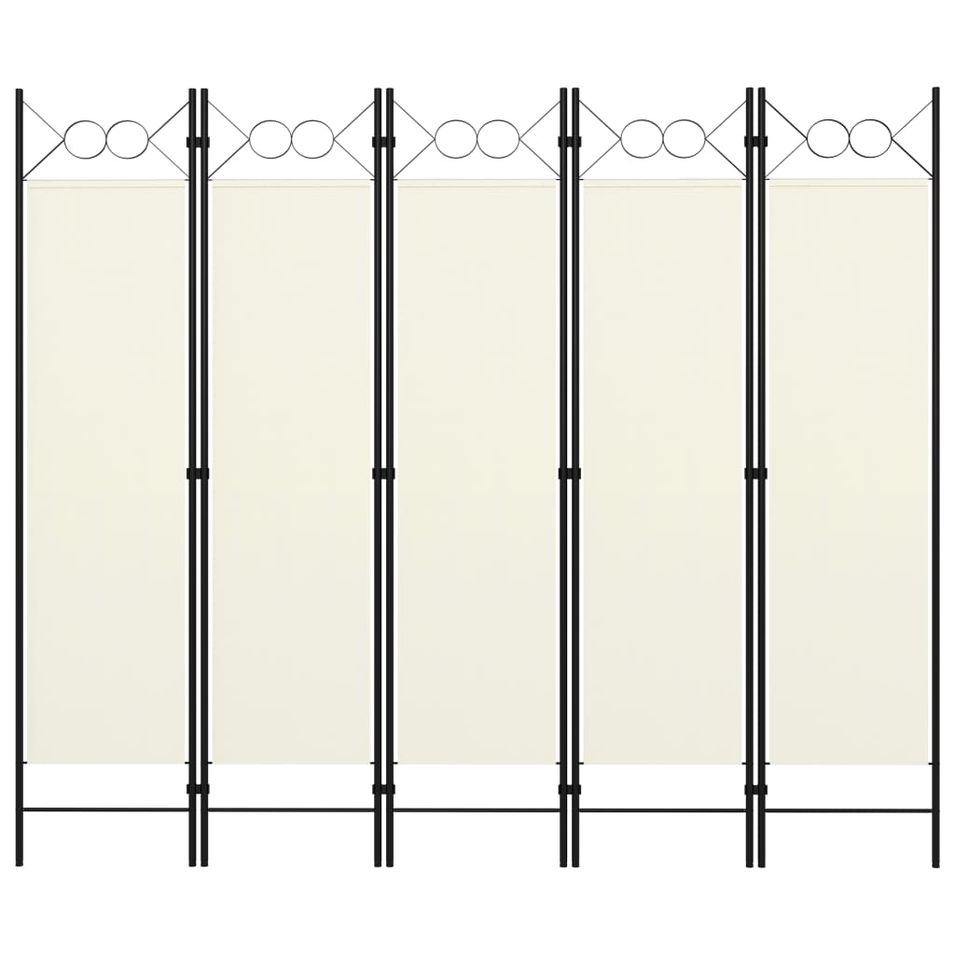 Cloison de séparation 5 panneaux Blanc crème 200x180 cm - Photo n°1