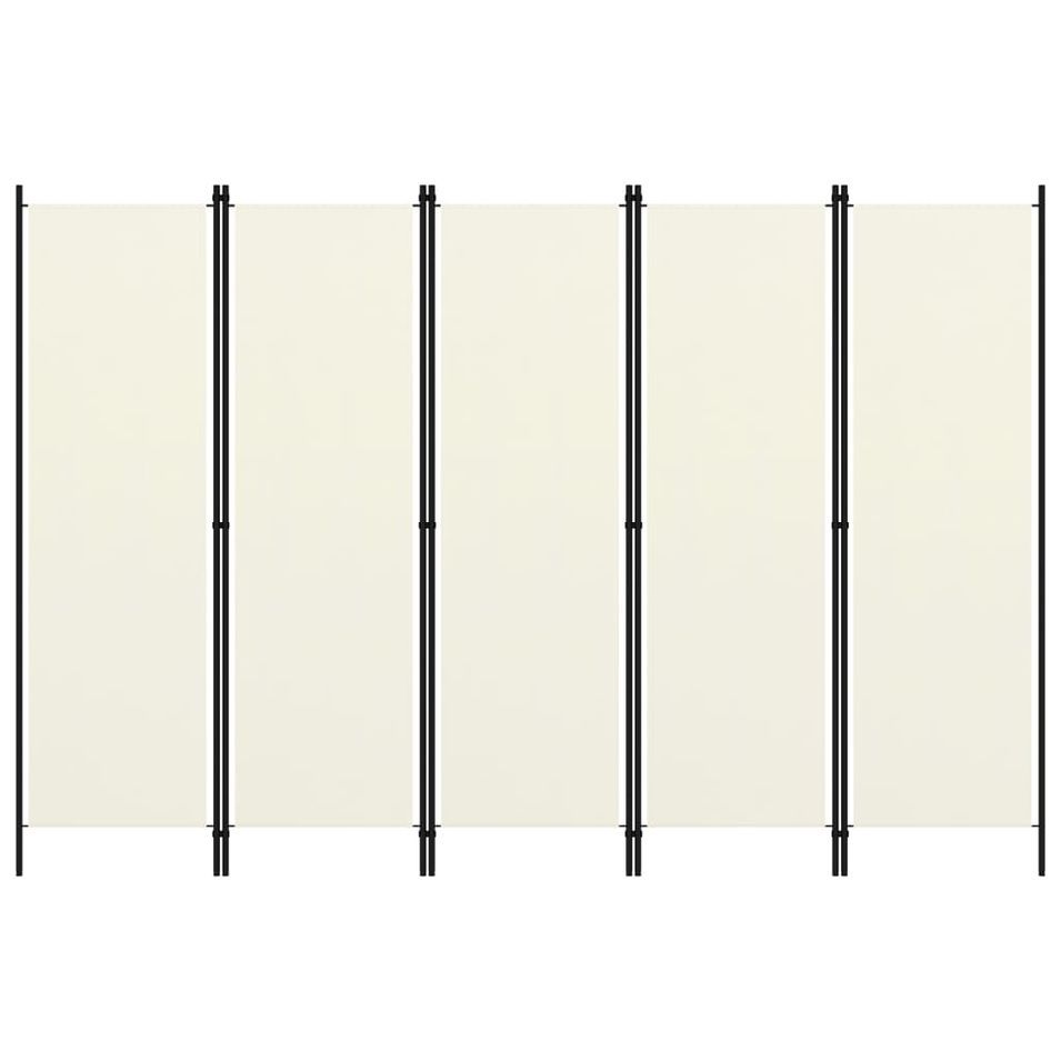 Cloison de séparation 5 panneaux Blanc crème 250x180 cm - Photo n°1