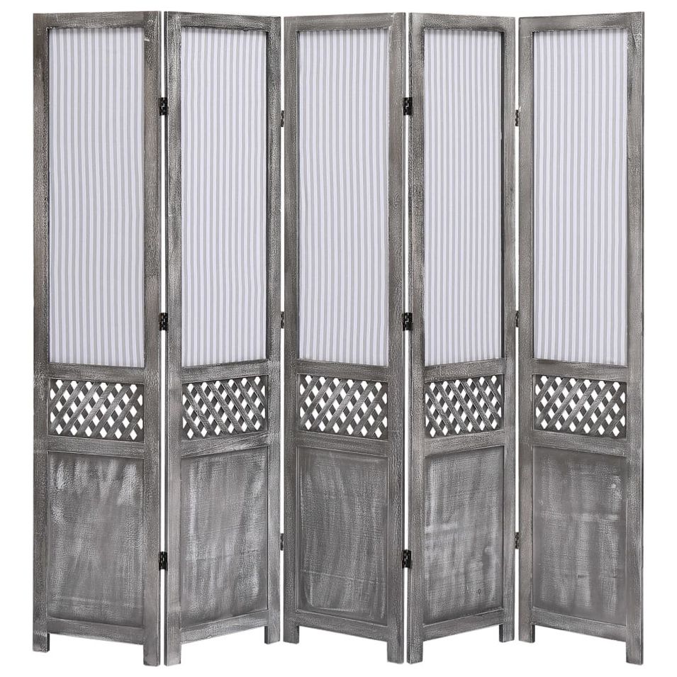 Cloison de séparation 5 panneaux Gris 175x165 cm Tissu 2 - Photo n°1