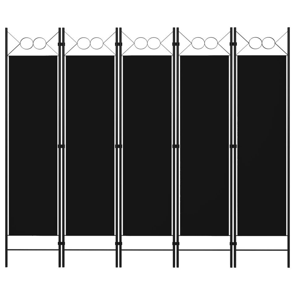 Cloison de séparation 5 panneaux Noir 200x180 cm - Photo n°1