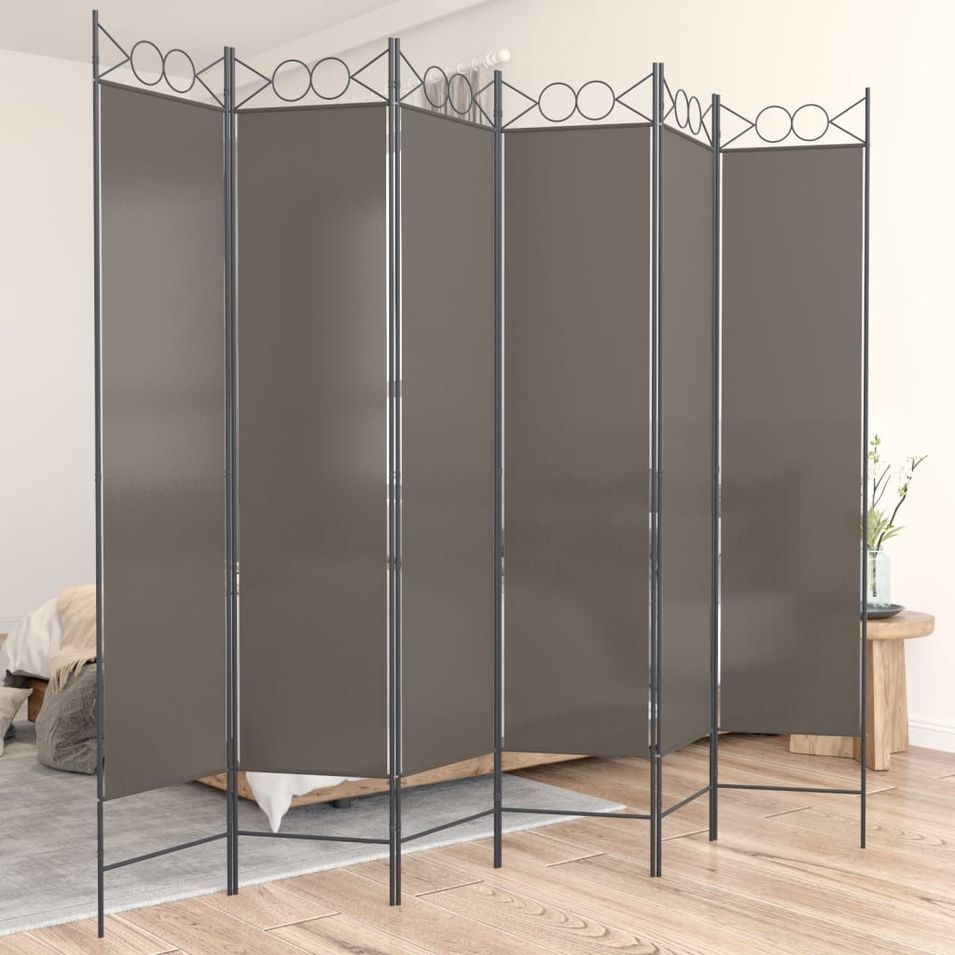 Cloison de séparation 6 panneaux Anthracite 240x220 cm Tissu - Photo n°1