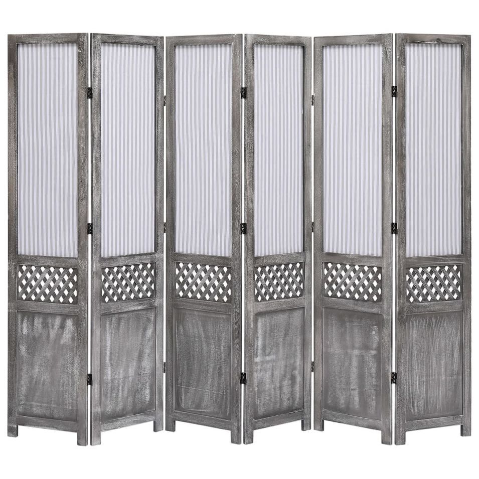 Cloison de séparation 6 panneaux Gris 210x165 cm Tissu 2 - Photo n°1