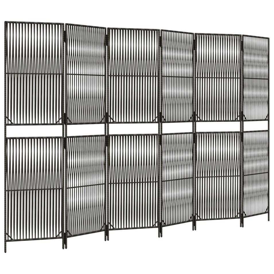 Cloison de séparation 6 panneaux gris résine tressée - Photo n°1