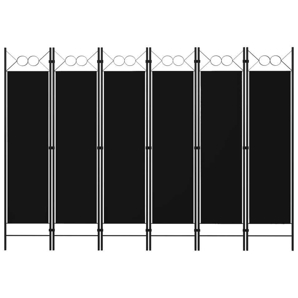 Cloison de séparation 6 panneaux Noir 240x180 cm - Photo n°1