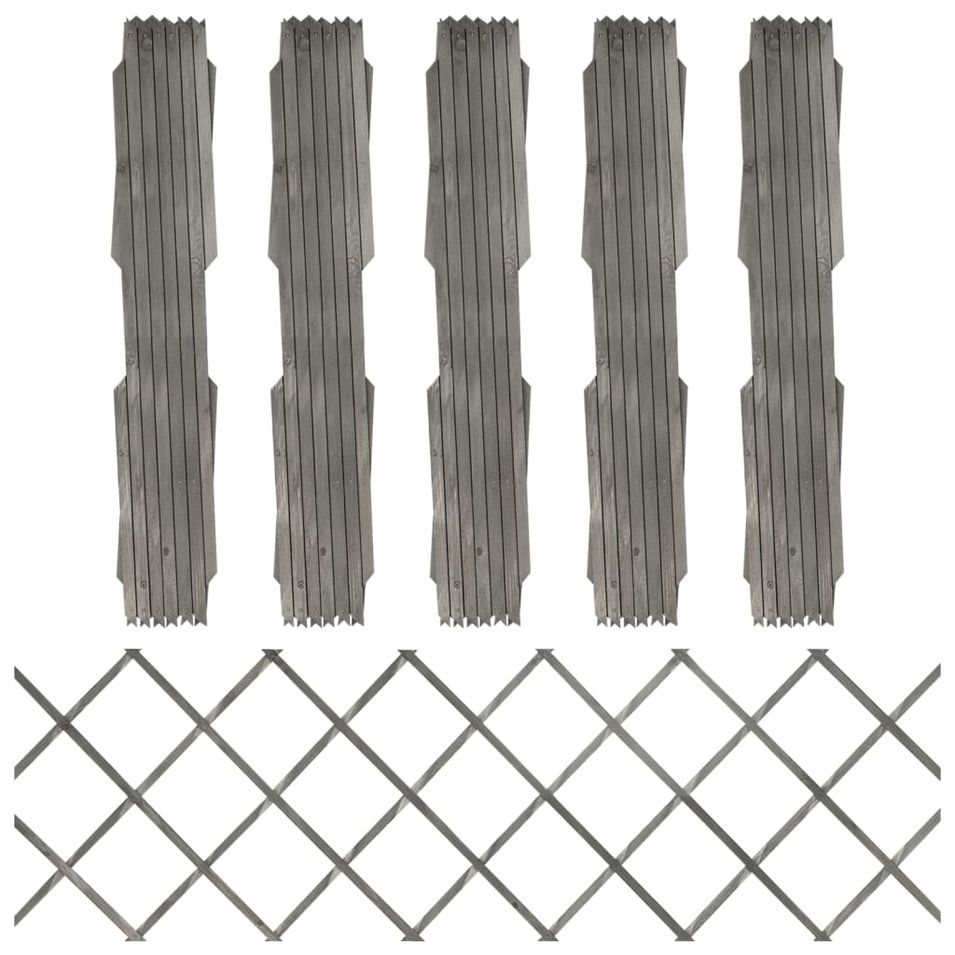 Clôture à treillis 5 pcs Gris Bois de sapin massif 180x60 cm - Photo n°1