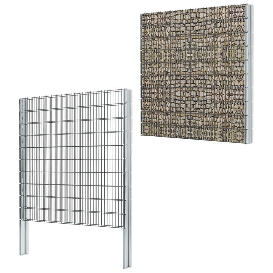 Clôture de gabion 2D Acier galvanisé 2,008x2,03m 4 m total Gris - Photo n°1