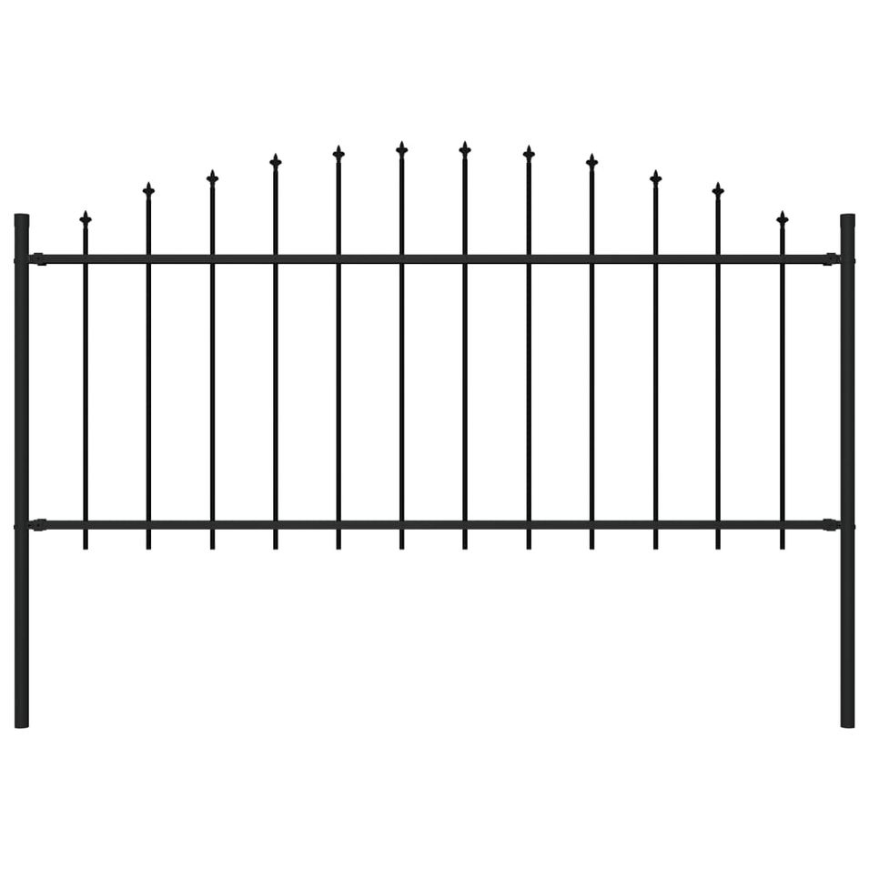 Clôture de jardin à dessus en lance Acier (0,5-0,75)x1,7 m Noir - Photo n°1