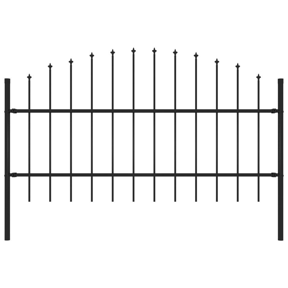 Clôture de jardin à dessus en lance Acier (0,75-1)x1,7 m Noir - Photo n°1
