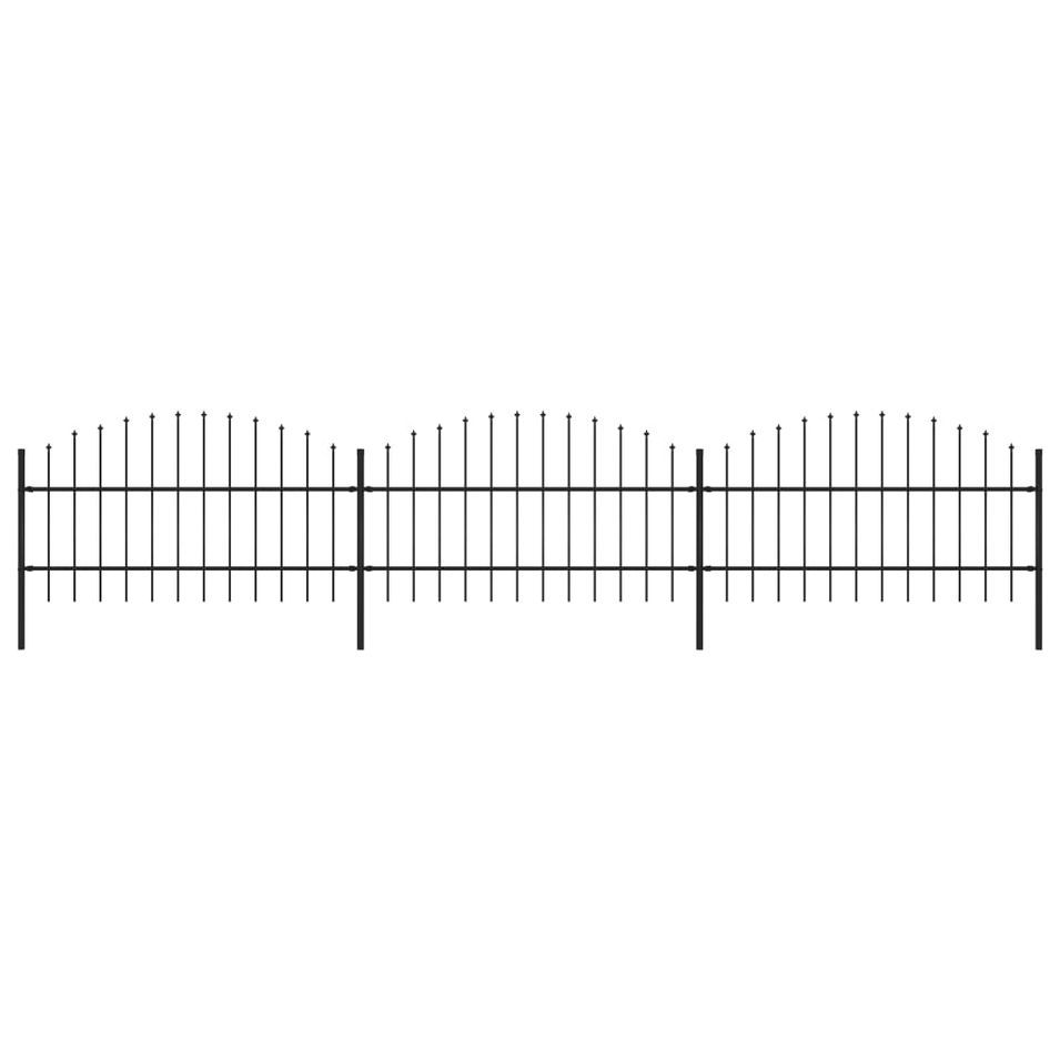 Clôture de jardin à dessus en lance Acier (0,75-1)x5,1 m Noir - Photo n°1