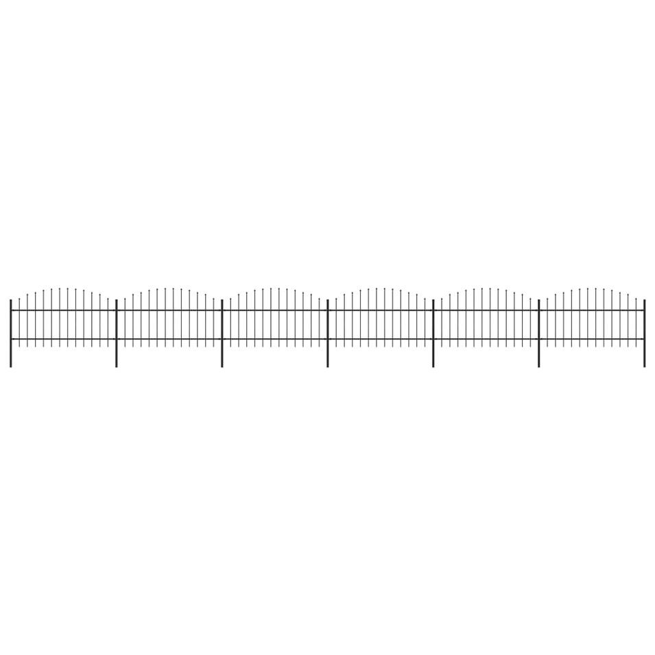 Clôture de jardin à dessus en lance Acier (1-1,25)x10,2 m Noir - Photo n°1