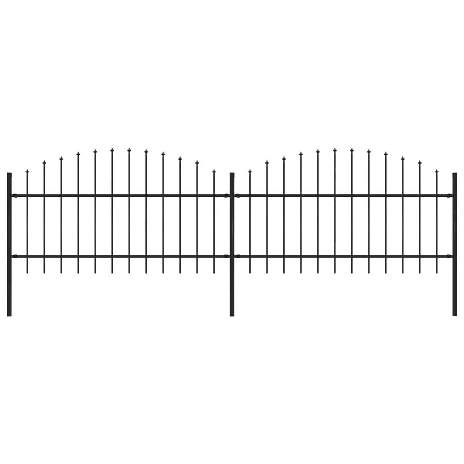 Clôture de jardin à dessus en lance Acier (1-1,25)x3,4 m Noir - Photo n°1