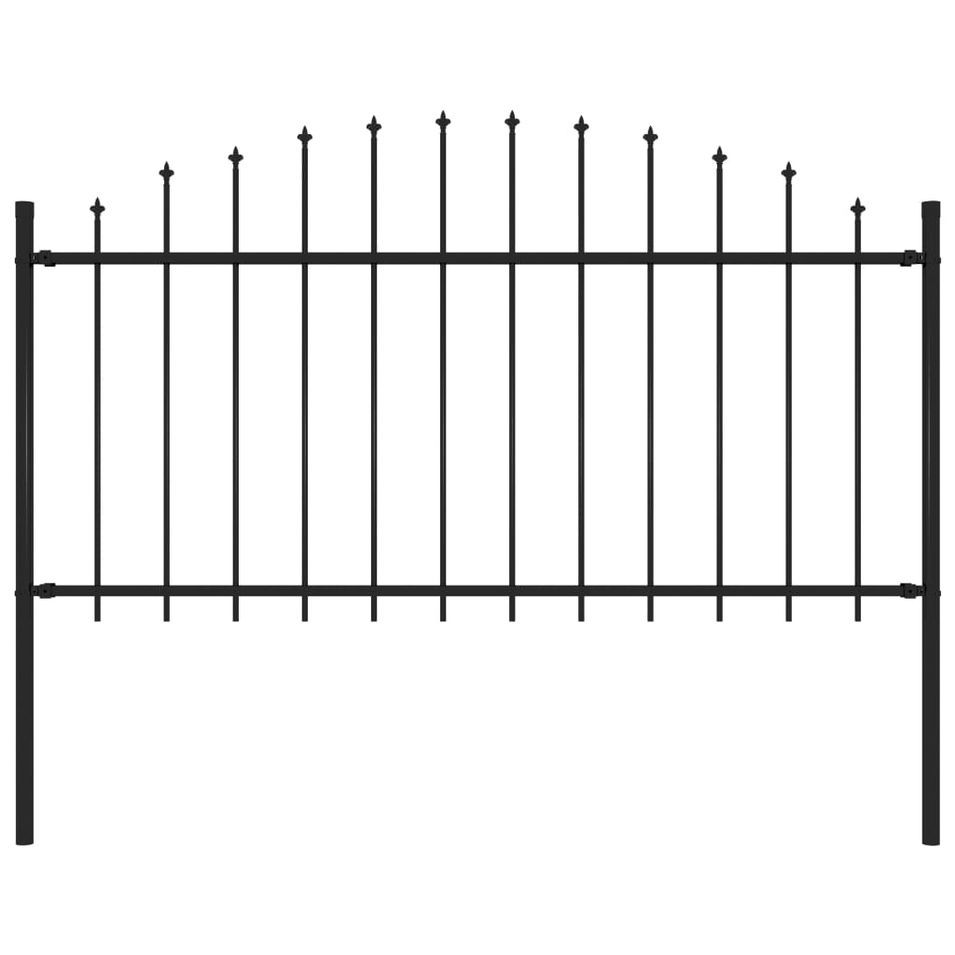 Clôture de jardin à dessus en lance Acier (1,25-1,5)x1,7 m Noir - Photo n°1