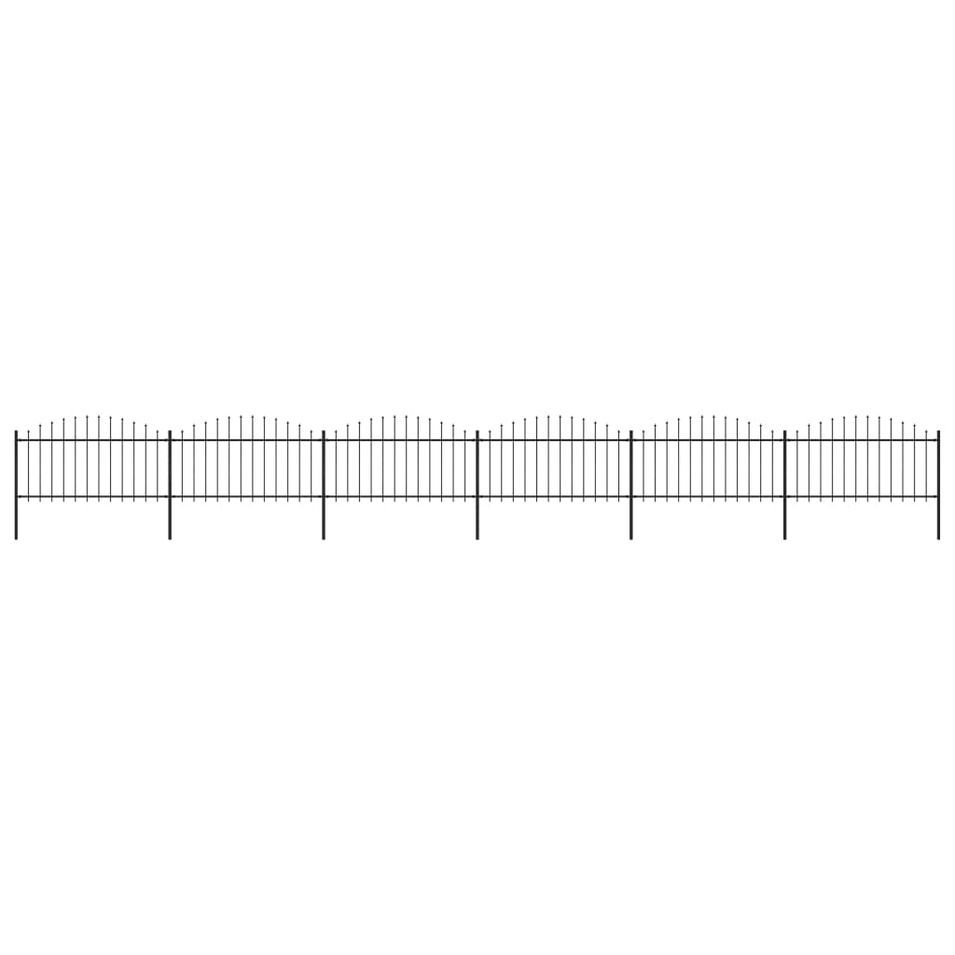 Clôture de jardin à dessus en lance Acier (1,25-1,5)x10,2m Noir - Photo n°1