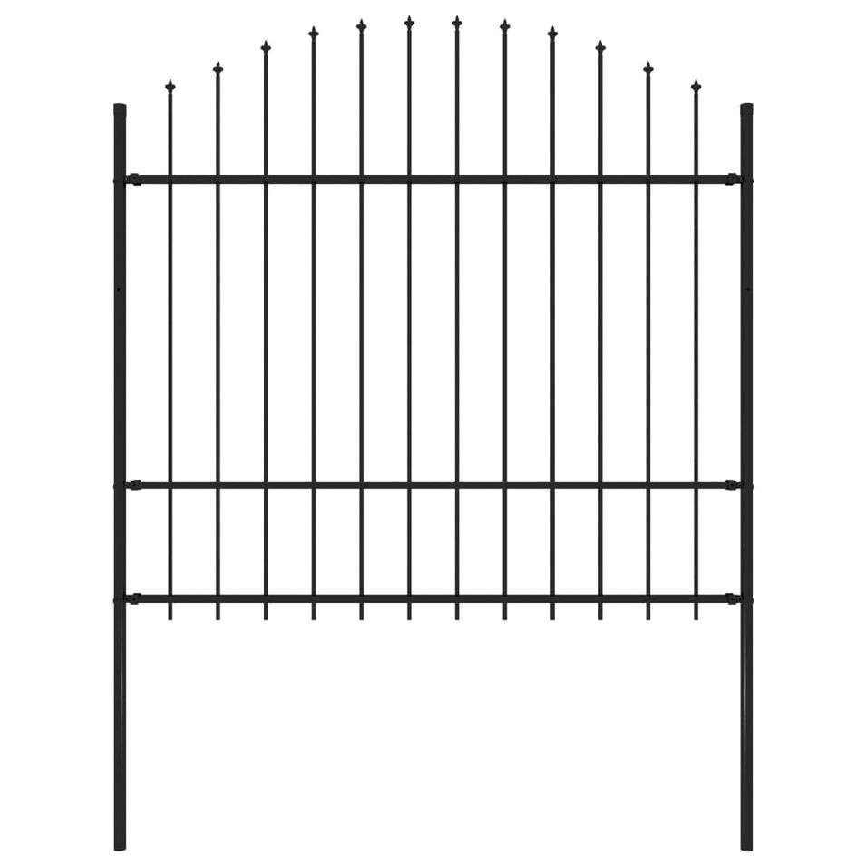 Clôture de jardin à dessus en lance Acier (1,5-1,75)x1,7 m Noir - Photo n°1