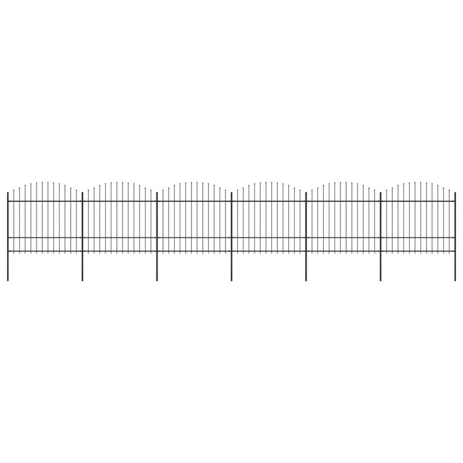 Clôture de jardin à dessus en lance Acier (1,5-1,75)x10,2m Noir - Photo n°1