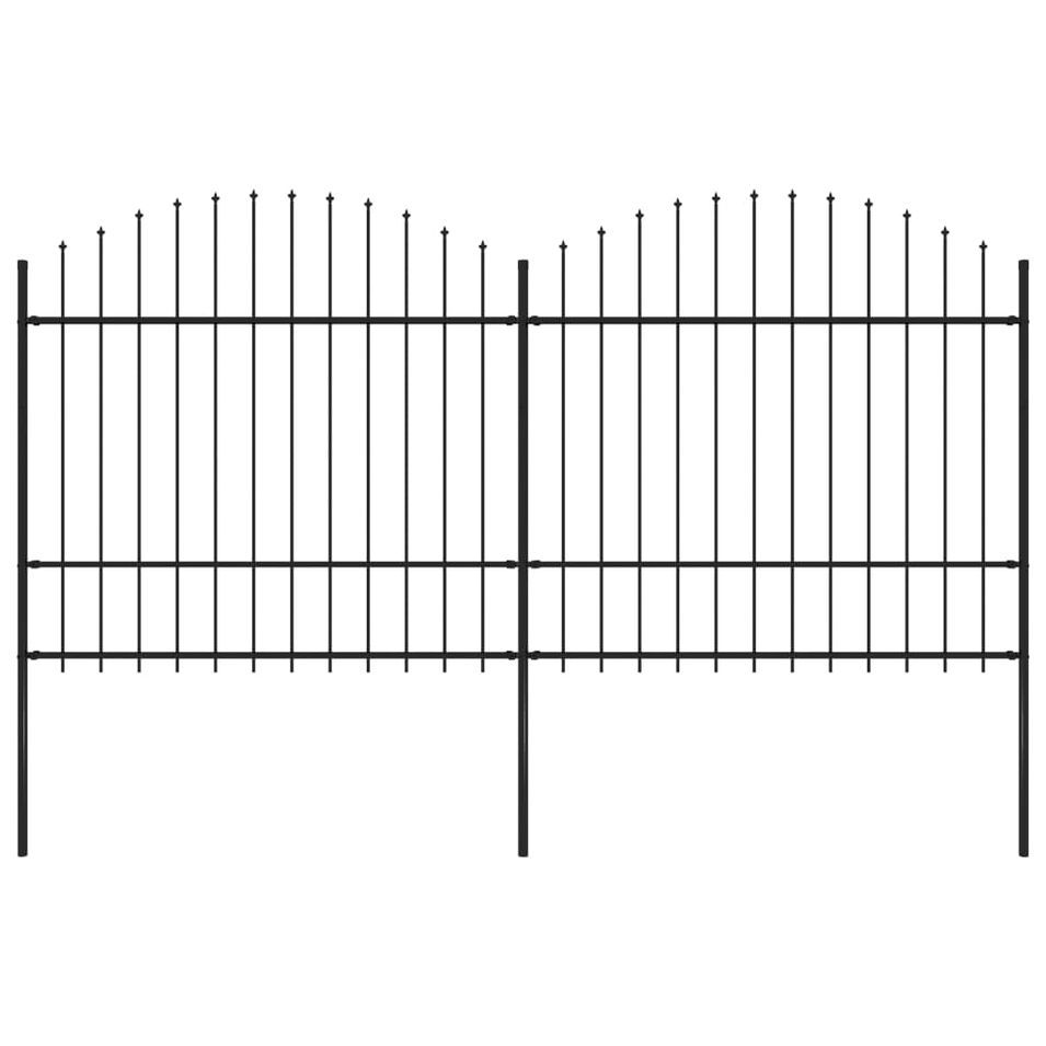 Clôture de jardin à dessus en lance Acier (1,5-1,75)x3,4 m Noir - Photo n°1