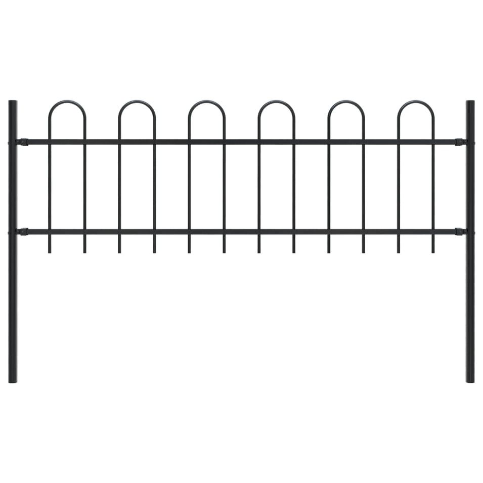 Clôture de jardin avec dessus en cerceau Acier 1,7 m Noir 2 - Photo n°1