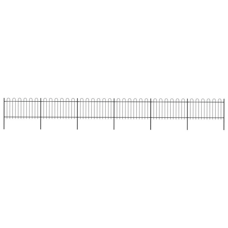 Clôture de jardin avec dessus en cerceau Acier 10,2 x 1 m Noir - Photo n°1