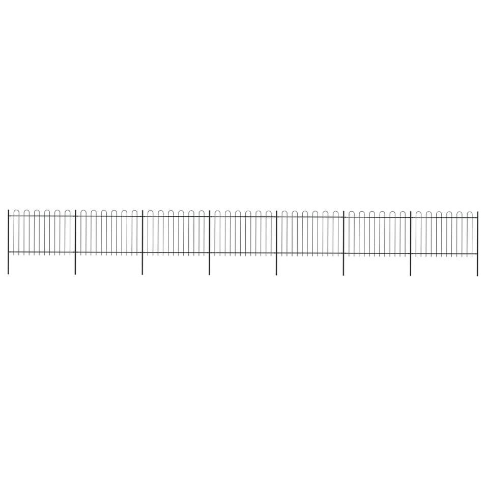 Clôture de jardin avec dessus en cerceau Acier 11,9x1,2 m Noir - Photo n°1