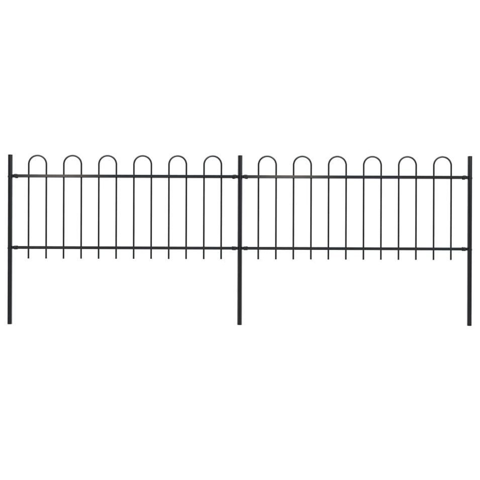 Clôture de jardin avec dessus en cerceau Acier 3,4 x 0,8 m Noir - Photo n°1