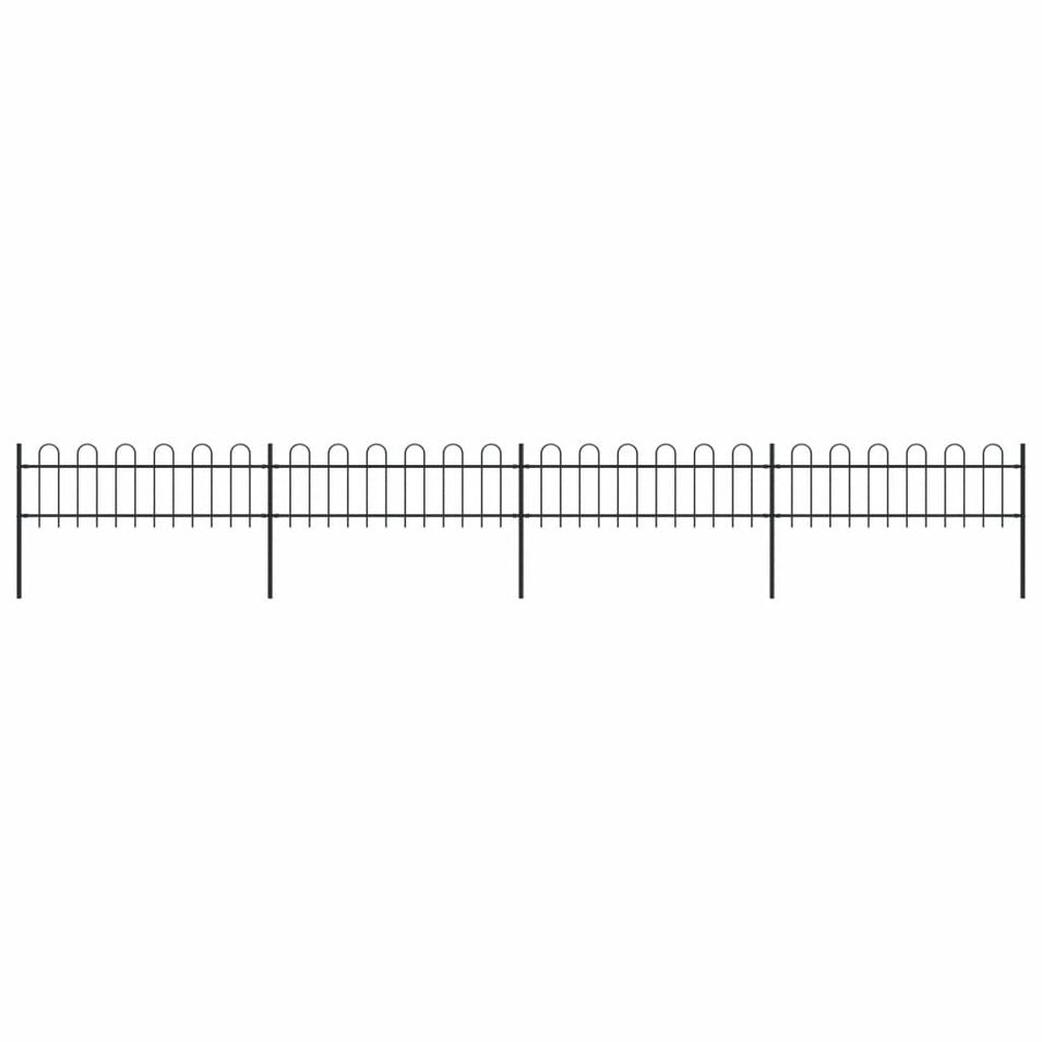 Clôture de jardin avec dessus en cerceau Acier 6,8 x 0,6 m Noir - Photo n°1