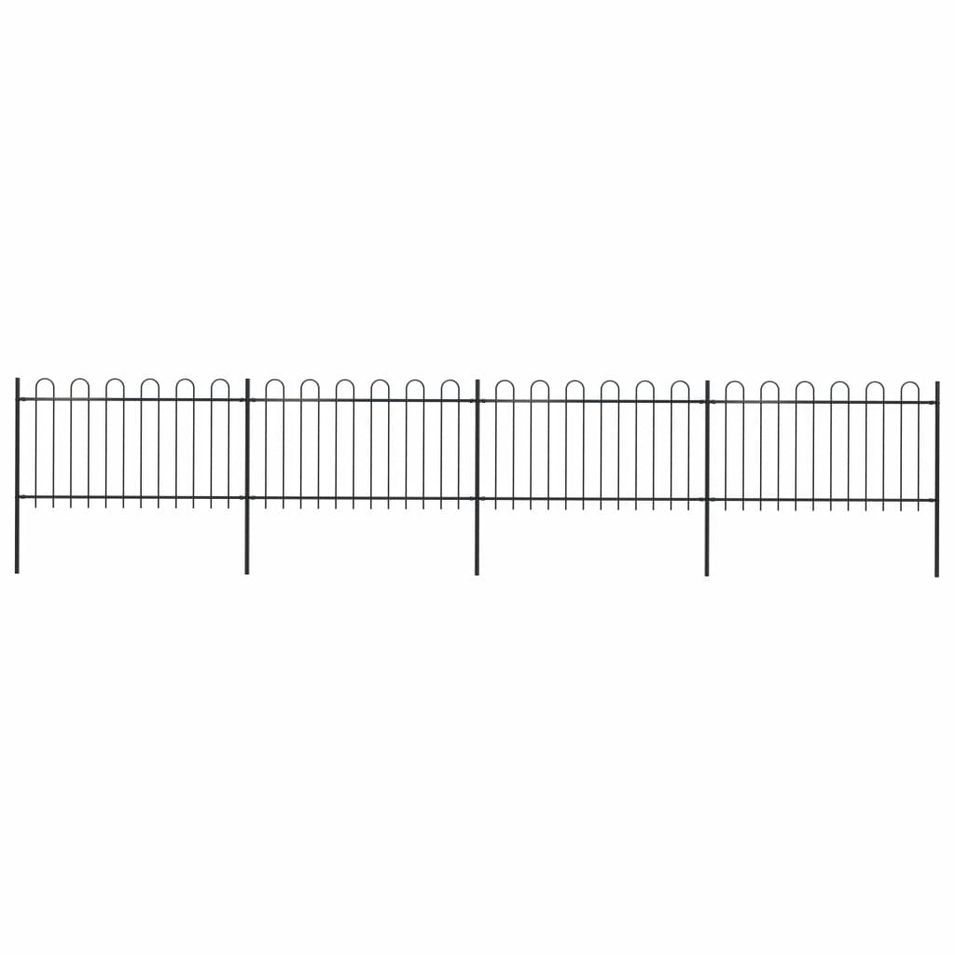 Clôture de jardin avec dessus en cerceau Acier 6,8 x 1 m Noir - Photo n°1