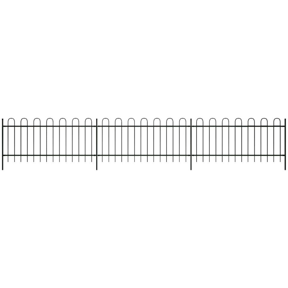 Clôture de jardin avec dessus en cercle Acier 600x60 cm Noir - Photo n°1