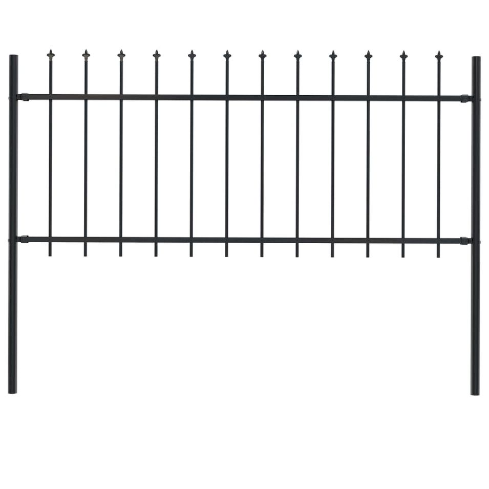 Clôture de jardin avec dessus en lance Acier 1,7 x 0,8 m Noir - Photo n°1