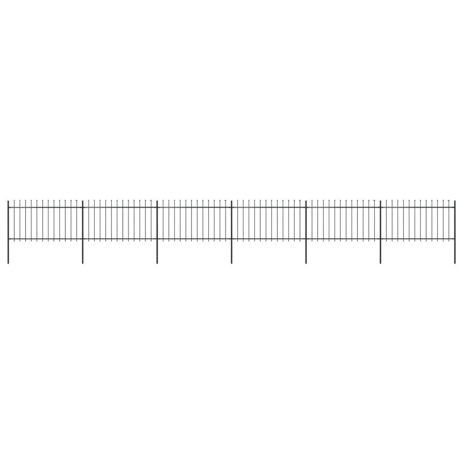 Clôture de jardin avec dessus en lance Acier 10,2 x 1 m Noir - Photo n°1