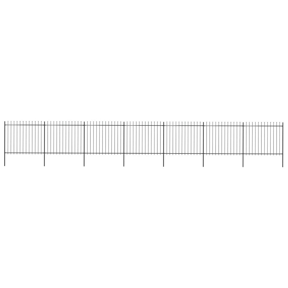 Clôture de jardin avec dessus en lance Acier 11,9 x 1,5 m Noir - Photo n°1