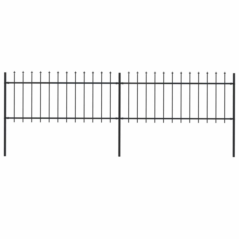 Clôture de jardin avec dessus en lance Acier 3,4x0,8 m Noir - Photo n°1