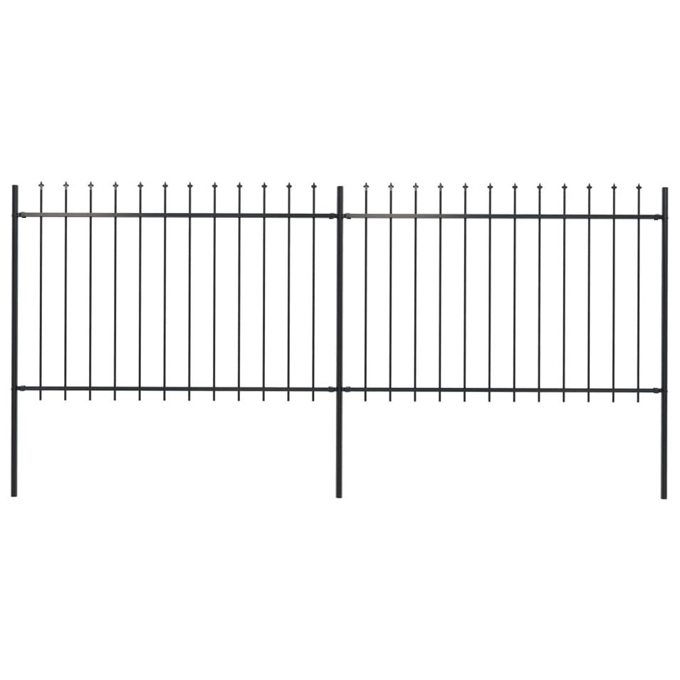 Clôture de jardin avec dessus en lance Acier 3,4x1,2 m Noir - Photo n°1