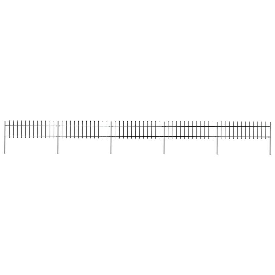 Clôture de jardin avec dessus en lance Acier 8,5 x 0,6 m Noir - Photo n°1