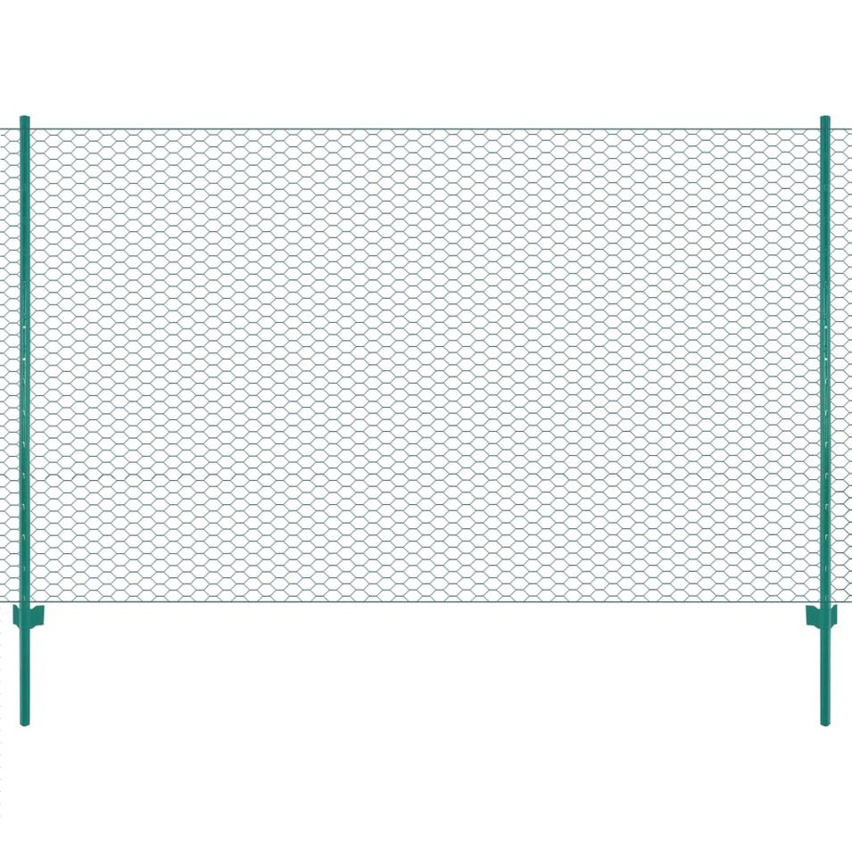 Clôture en grillage métallique avec poteaux Acier 25x2 m Vert 3 - Photo n°1