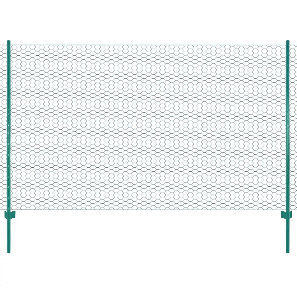 Clôture en grillage métallique avec poteaux Acier 25x2 m Vert 2 - Photo n°1