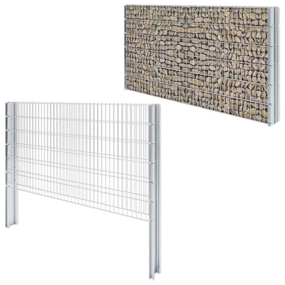 Clôture gabion 2D Acier galvanisé 2,008x1,23m 2 m total Argenté - Photo n°1