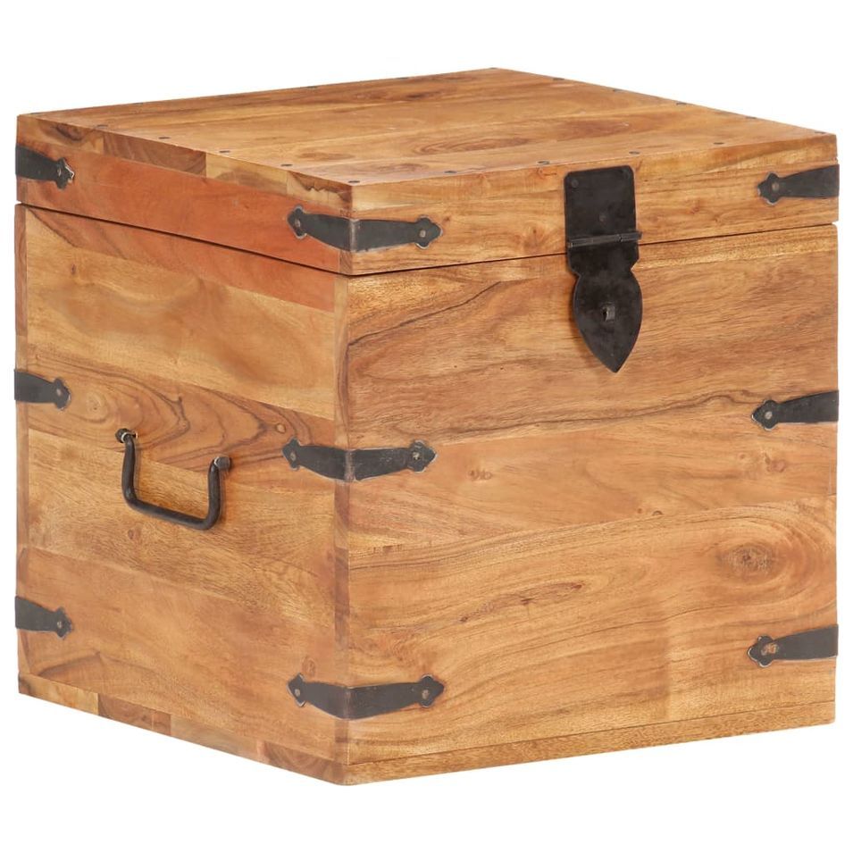 Coffre 40x40x40 cm Bois d'acacia solide - Photo n°1
