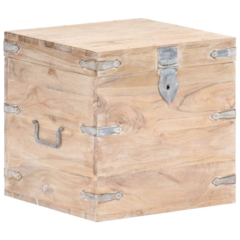 Coffre 40x40x40 cm Bois d'acacia solide 2 - Photo n°1