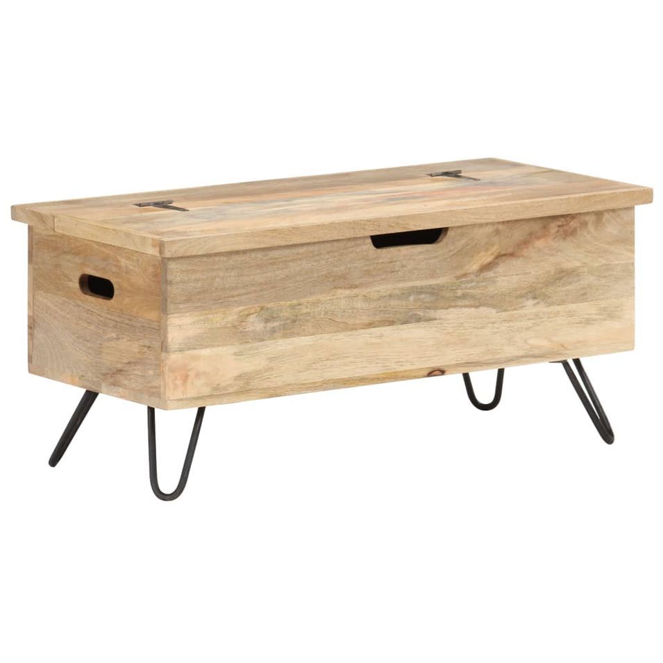 Coffre 90x40x45 cm Bois solide de manguier - Photo n°1