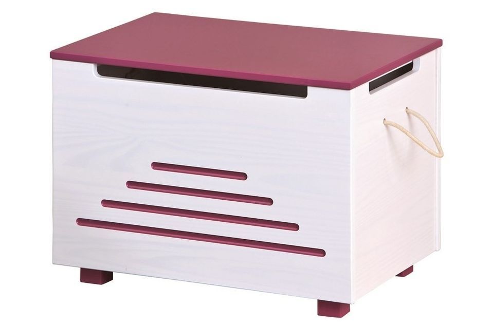 Coffre à jouets bois blanc et fuchsia Alicia - Photo n°1